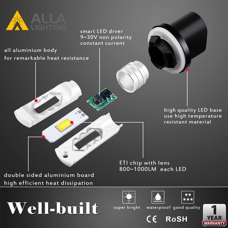 Alla Lighting 3800lm 899 880 LED Fog Light Bulbs, Super Bright PG13 Base 884 885 887 893 H27 H32, ETI 56-SMD (8000K Ice Blue) - Image 4